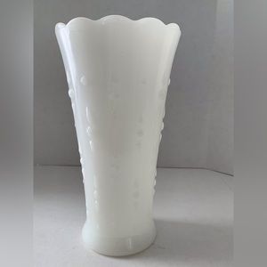 Anchor Hocking Milk Glass Dart and Dot 7” Vase